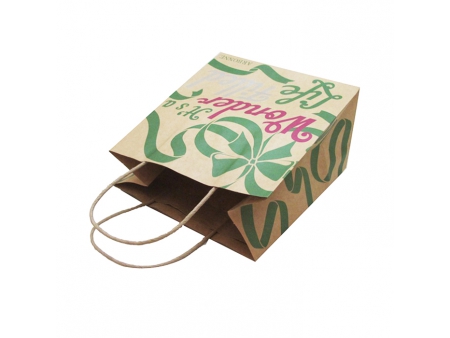 كيس ورق كرافت مع يد، أكياس تسوق Kraft Paper Carrier Bag, Custom Printed Bags
